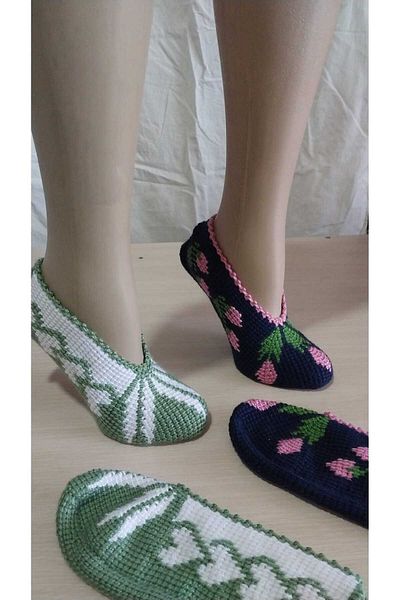 Papatyam 2 Pieces of Hand Knitted Dowry Tunisian Handmade Booties/Tunisian Handmade Booties/Handmade Booties/Knitted Booties/Tunisian/Handmade/Bundle