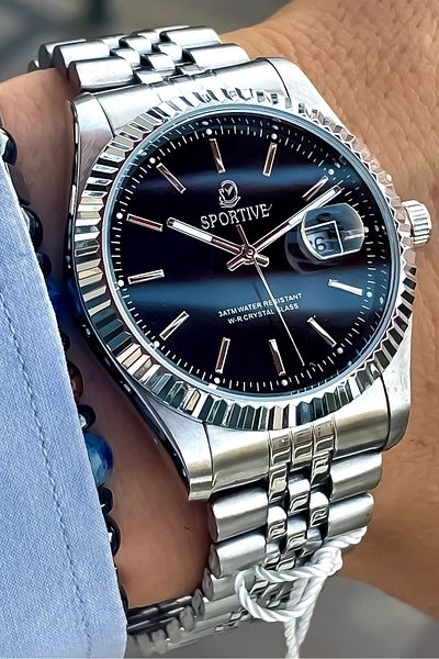 Sportive Men's Wristwatch - Stainless Steel Cord and Case, Brand