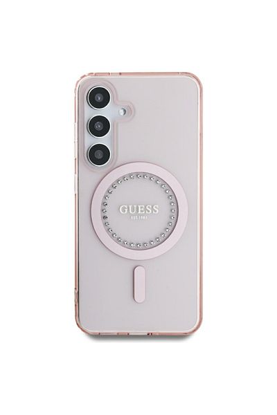 Guess Case For Samsung Galaxy S25 Ultra Iml Rhinestones Magsafe, - Pink