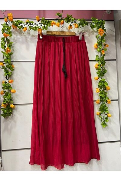 edu collection Close Pleated Lined Chiffon Skirt