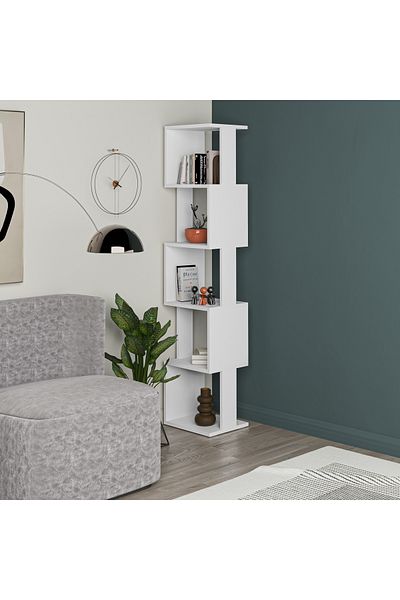 Mourah Home Piri 6-Tier Corner Bookcase – Modern Storage Unit Display Book Shelf for Any Room Decor