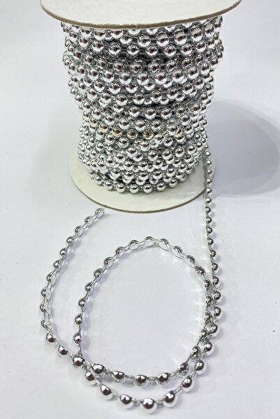 Limelia شريط بلاستيك فضي نصف لؤلؤ 6 ملم 10 متر