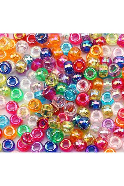yiğit aksesuar 100Pcs Transparent Colorful Shiny Big Hole Round Beads for Bracelet Necklace Jewelry Making Supplies