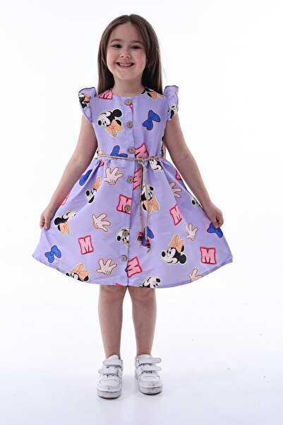 Genel Markalar Baskılı Önden Düğmeli Elbise