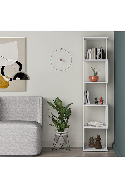 Mourah Home Piri 6-Tier Corner Bookcase – Modern Storage Unit Display Book Shelf for Any Room Decor