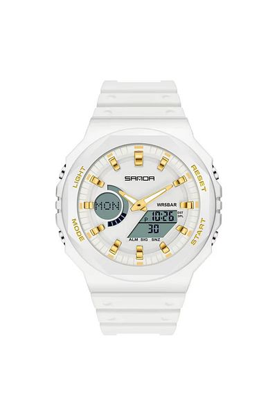 REDz Accessories Storm Glow Watch, Sports, Stopwatch and Alarm, for Men, Digital Display, Silicone Strap, White-Gold