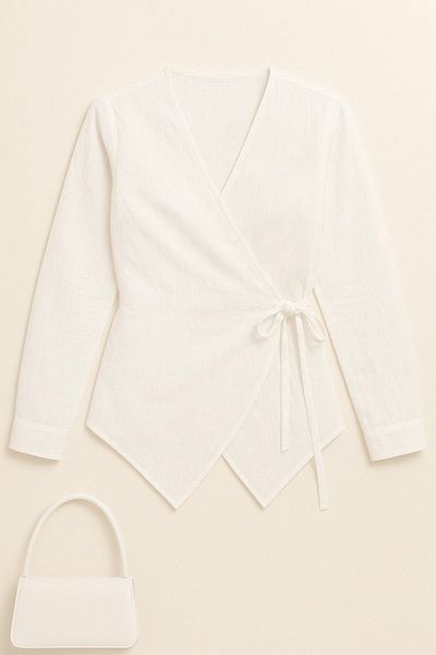 YONEZ MODA Women's Comfortable Fit Loose Monaco Side Tie Shirt