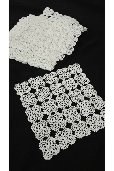 Papatyam Hand Knitted Crocheted 11 Pcs Napkin (18X18)Showcase Kit Lace/Vintage/Craft Dowry Lace/Cotton Rope