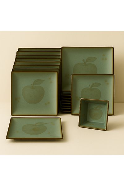 Cesiro 3-piece plate and bowl set, Frutta Apple, Ceramica, Cesiro