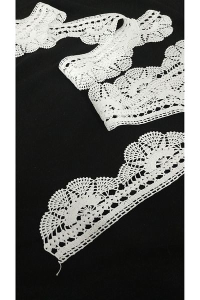 Papatyam Hand Knitted Crochet 2 Pcs (110 cm) Lace/Vintage/Craft Dowry Lace/Fine Cotton Rope