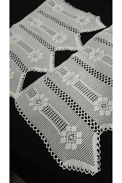 Papatyam Hand Knitted Crochet 2 Pieces Refrigerator Cover (55X32) Lace /Vintage/Handcrafted Dowry Lace/Cotton Rope