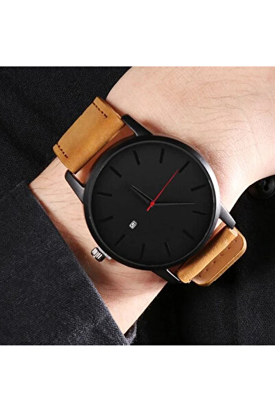 REDz Accessories Ανδρικό Ρολόι, Μοντέλο Χρονογράφου, Δέρμα, Καφέ/Μαύρο