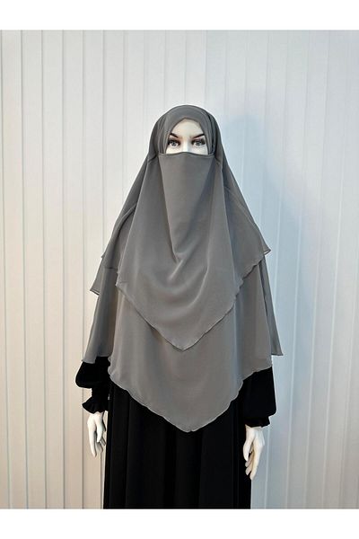 erasra class Hijab Chiffon Soufflé, Ready-Made Veil, Khımar, Hijab, Gray