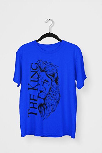 Butik تي شيرت رجالي/نسائي -THE KING- مطبوع برقبة دائرية وأكمام قصيرة
