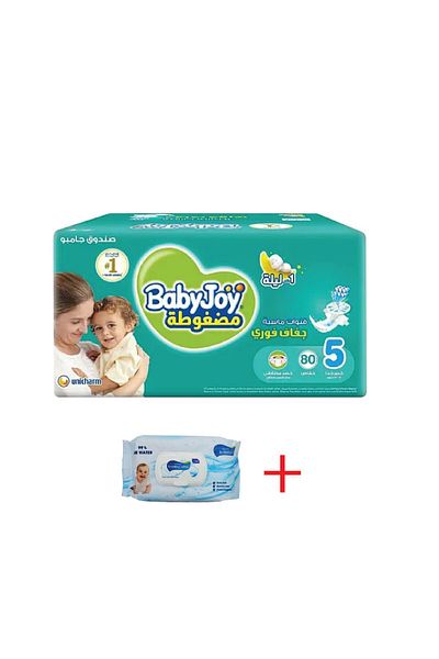 BabyJoy Baby Joy Diapers Size 5 80 Count + Bambino Tissue Box