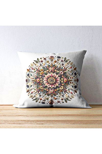 GMhome Flower Mandala Patterned Decorative Throw Pillow Cover 43 X 43cm