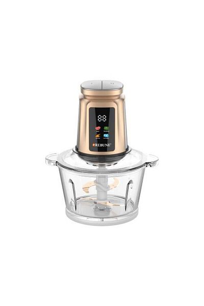 rebune Reibon Electric Meat and Vegetable Chopper 2L, 350W with Digital Screen - Gold - RE-2-190