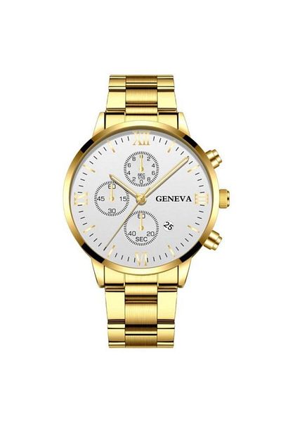 REDz Accessories Men's Watch, Geneva Model, Stainless-Steel, Gold/White