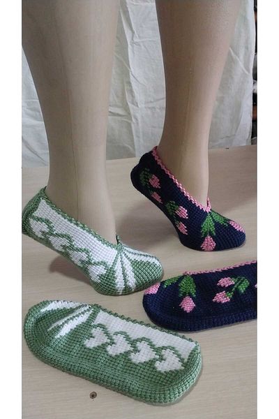 Papatyam 2 Pieces of Hand Knitted Dowry Tunisian Handmade Booties/Tunisian Handmade Booties/Handmade Booties/Knitted Booties/Tunisian/Handmade/Bundle