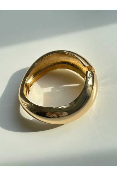 YOUES JEWELRY 1 Adet 316l Çelik Kalın Kelepçe Bileklik Dalgalı Bilezik 14k Al...