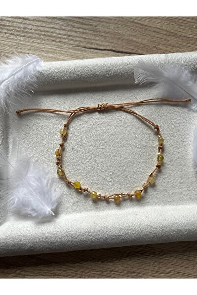 Pel Design الحد الأدنى من حجر العقيق الأصفر سوار وخلخال مصنوع يدويًا