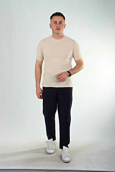 eg38 Reported Crew Neck T-Shirt Cream