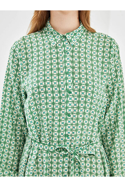 LC Waikiki Γυναικείο πουκάμισο LCW Modest Green Floral