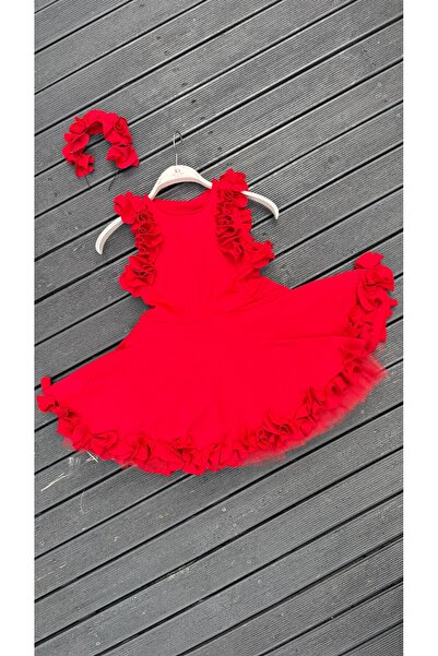Anne Kız Tasarım kırmızı gelincik elbise