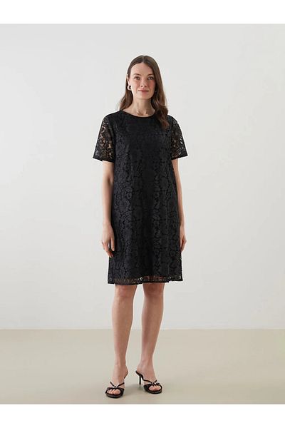 LC Waikiki Lcw Grace Black Crew Neck Lace Women's Dress