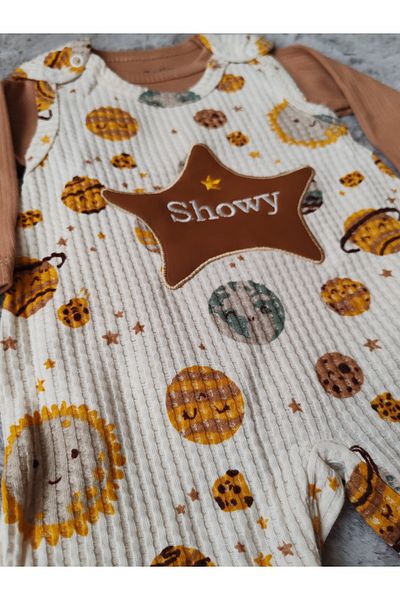 NAFİTTO 3-9 Months Unisex Baby Planet Patterned Jumpsuit