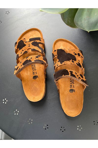 Land of Cork Women's Suede Leather Slippers Handmade Natural Cork Sole Adjustable, Arc Supported