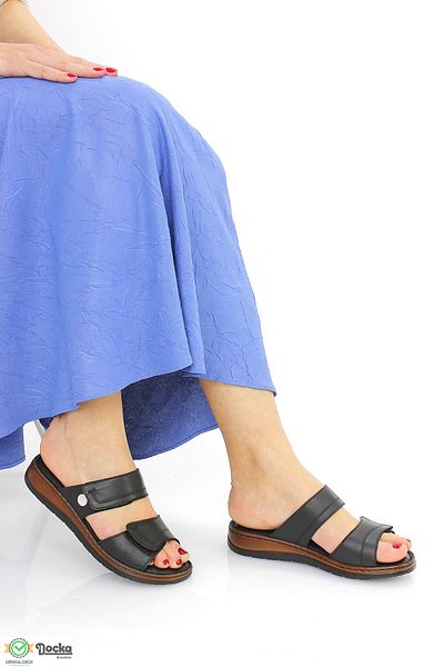 Mammamia Women's Genuine Leather Velcro Daily Orthopedic Slippers M26Yt1680