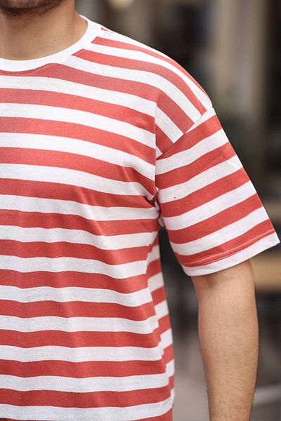 NESAFET Tmb Striped Crew Neck T-Shirt Red