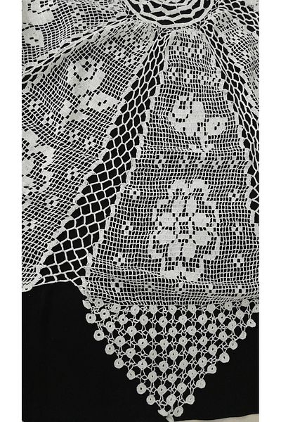 Papatyam Hand Knitted Crocheted Fiskos Tablecloth (150 cm Diameter) Lace/Vintage/Handcrafted Dowry Lace/Floss Thread