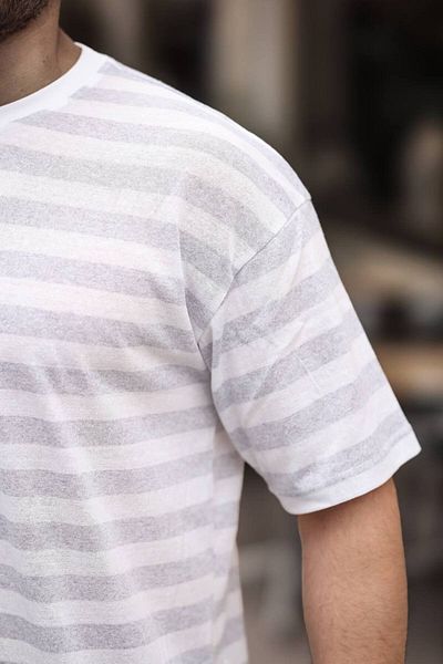 TMB Striped Crew Neck T-Shirt Light Gray