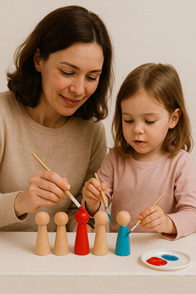 ESLENTA 5-Piece Wooden Handmade Peg Dolls