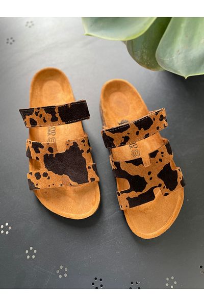 Land of Cork Women's Suede Leather Slippers Handmade Natural Cork Sole Adjustable, Arc Supported
