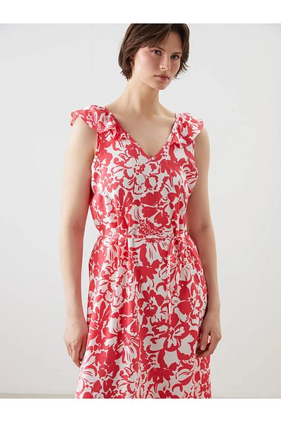 LC Waikiki Lcwaikiki classic pink v-neck floral dress