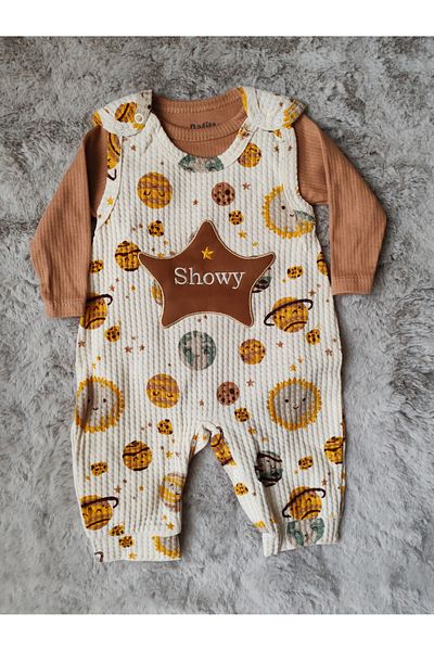 NAFİTTO 3-9 Months Unisex Baby Planet Patterned Jumpsuit