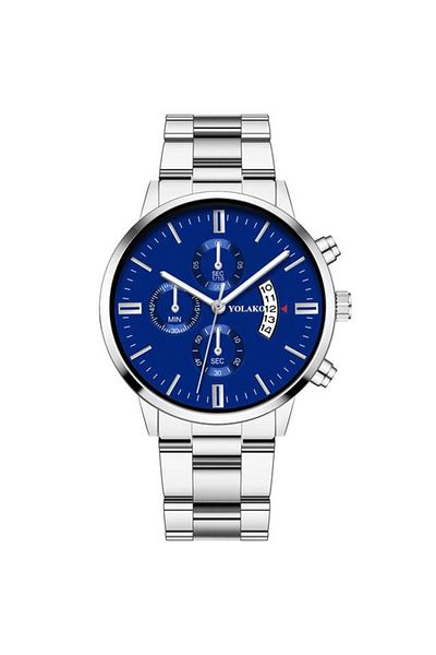 REDz Accessories Luxury Link Watch, Chronograph, Men, Stainless-steel, Silver-blue
