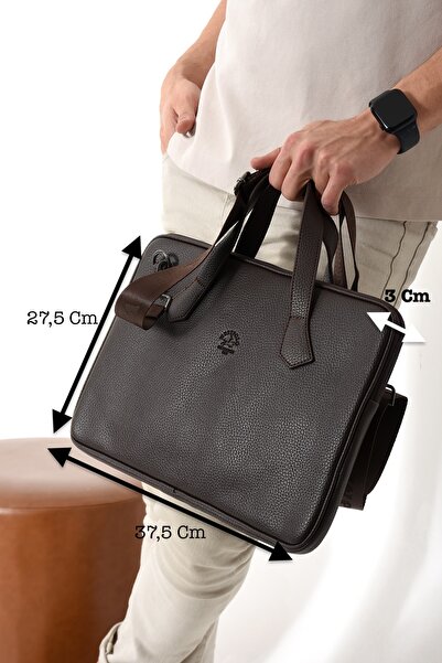 Westpolo Vegan Deri Unisex Laptop, Evrak Çantası - Kahverengi