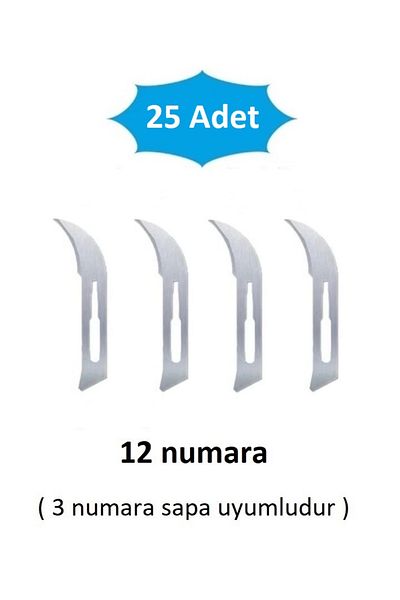 QBR Home Pack of 25Pcs 12 Number Wooden Sculpture Carving Art Replacement Blade. Pass-Through Type (Compatible with Number 3 Handle)