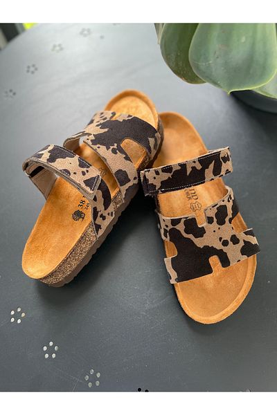 Land of Cork Women's Suede Leather Slippers Handmade Natural Cork Sole Adjustable, Arc Supported