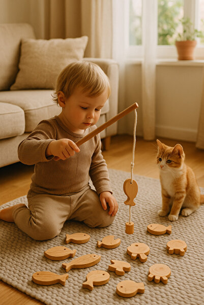 ESLENTA Ahşap Mıknatıslı Balık Tutma Oyunu 2'li
