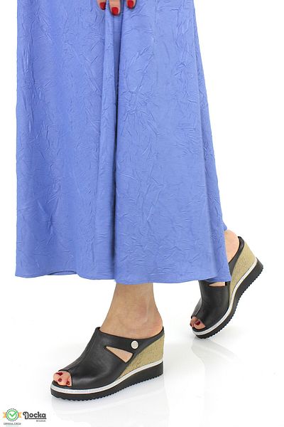 Mammamia Women's Genuine Leather Wedge Heel Stylish Daily Slippers M26Yt1455
