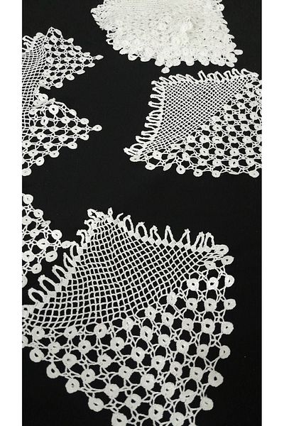Papatyam Hand Knitted Crochet 1 Pc(32X45) 10 Pc(17X17)Kitchenware Lace/Craft Dowry Lace/Floss