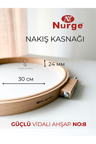Hobianna Nurge Büyük Vidalı Ahşap Kasnak No:8 (çap:30cm-kalınlık:24mm)