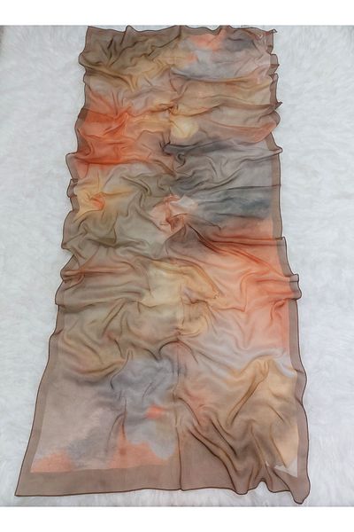 REMOMODA Patterned Watercolor Chiffon Shawl High Quality, Fine Texture Soft Chiffon