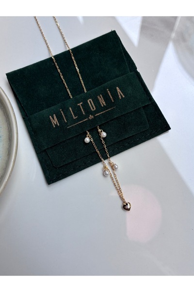 Miltonia 925s Gümüş İncili Kalp Gümüş Kolye