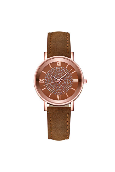 REDz Accessories Cadran solar, pietre prețioase, efect de piele, maro și auri...